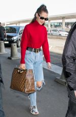 BELLA HADID Arrives at Charles De Gaulle Airport in Paris 06/02/2018