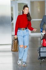 BELLA HADID in Ripped Jeans at JFK Airport in New York 06/02/2018