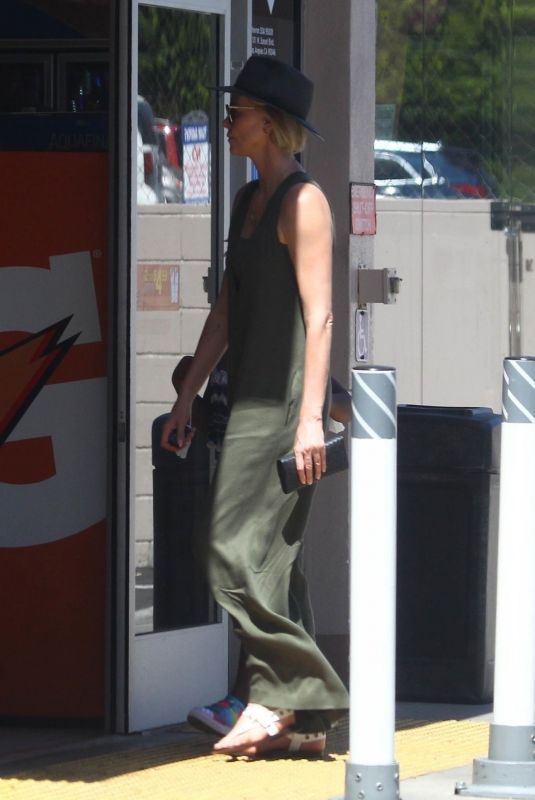 CHARLIZE THERON at a Gas Station in Los Angeles 06/09/2018