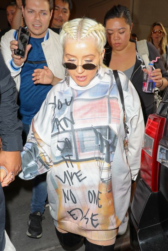 CHRISTINA AGUILERA Leaves TRL Studios in New York 05/13/2018