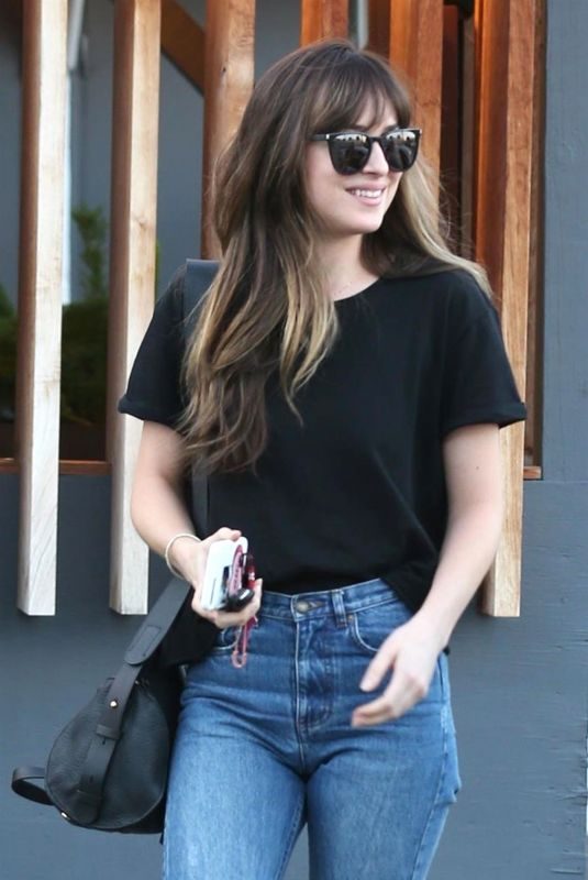 DAKOTA JOHNSON in Jeans Leaves Meche Salon in Beverly Hills 06/26/2018