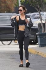 DAKOTA JOHNSON in Tights Leaves Pilates Class in Los Angeles 06/18/2018