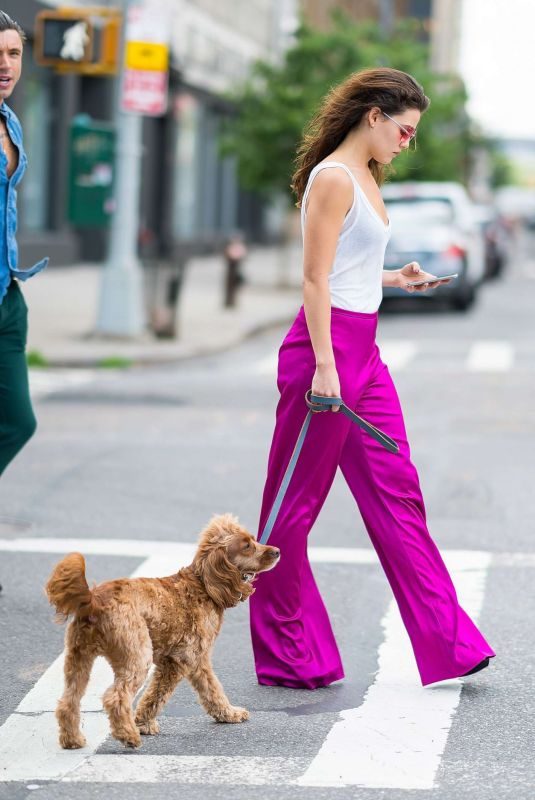 DANIELLE CAMPBELL Out with Her Dog in New York 06/26/2018