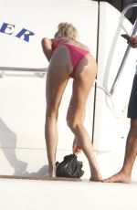 ELSA HOSK in a Red Bikini at a Yacht in Formentera 06/26/2018