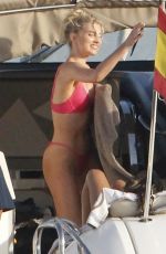 ELSA HOSK in a Red Bikini at a Yacht in Formentera 06/26/2018