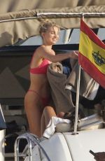 ELSA HOSK in a Red Bikini at a Yacht in Formentera 06/26/2018
