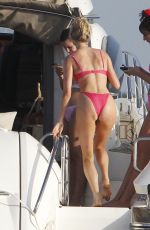 ELSA HOSK in a Red Bikini at a Yacht in Formentera 06/26/2018