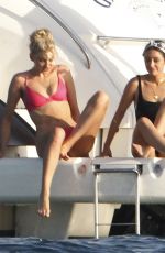 ELSA HOSK in a Red Bikini at a Yacht in Formentera 06/26/2018