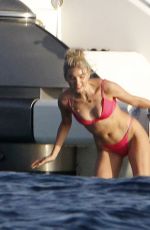 ELSA HOSK in a Red Bikini at a Yacht in Formentera 06/26/2018