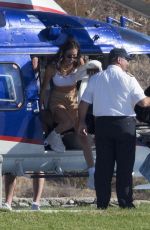 GIGI HADID Arrives in a Helicopter at Mykonos 06/29/2018