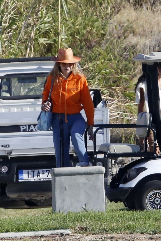 GIGI HADID Arrives in a Helicopter at Mykonos 06/29/2018