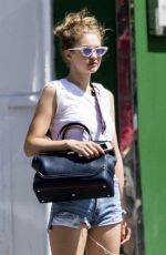 GIGI HADID in Denim SHorts Out in New York 06/25/2018