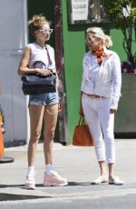 GIGI HADID in Denim SHorts Out in New York 06/25/2018