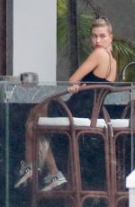 HAILEY BALDWIN and Justin Bieber on His Mansion Balcony in Miami 06/11/2018