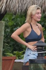 HAILEY BALDWIN and Justin Bieber on His Mansion Balcony in Miami 06/11/2018