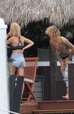 HAILEY BALDWIN and Justin Bieber on His Mansion Balcony in Miami 06/11/2018