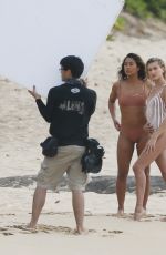 HAILEY BALDWIN in Swimsuit on the Set of a Photoshoot at a Beach in Hawaii 05/31/2018