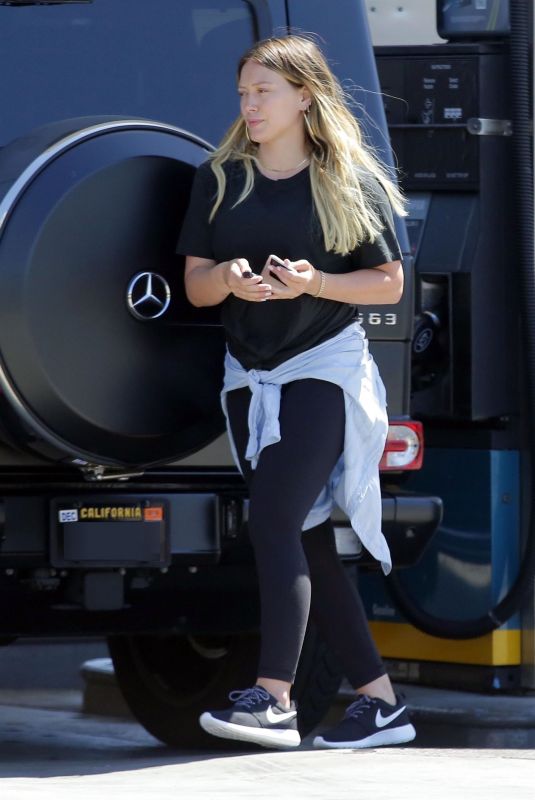 HILARY DUFF at a Gas Station in Los Angeles 06/25/2018