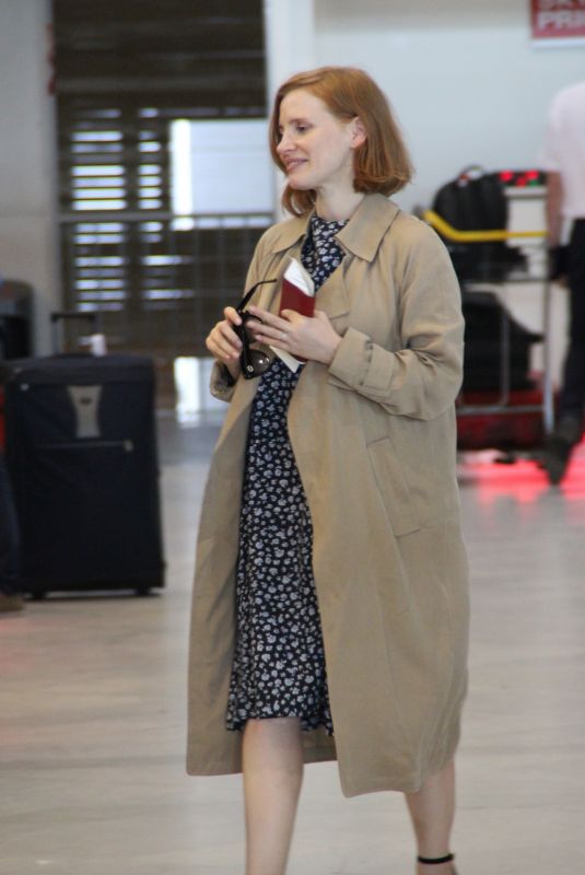 JESSICA CHASTAIN at Roissy Charles De Gaulle Airport in Paris 06/19/2018