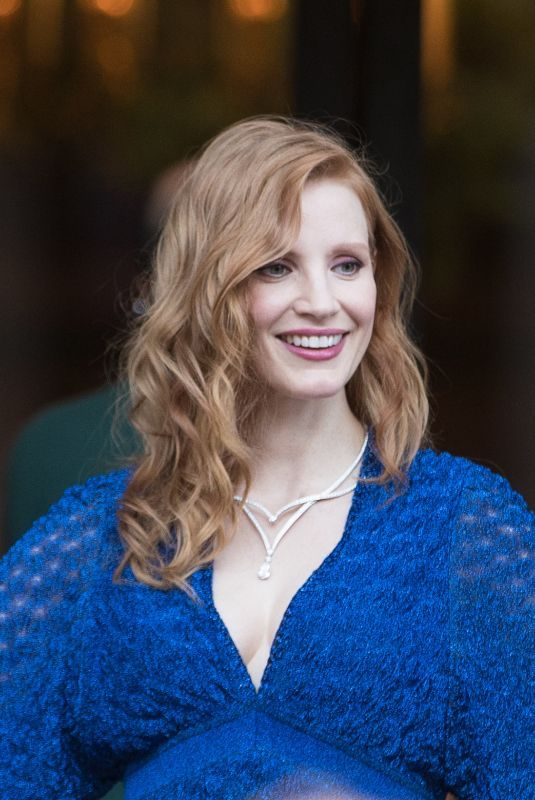 JESSICA CHASTAIN Leaves Shangri-la Hotel in Paris 06/18/2018