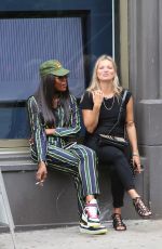 KATE MOSS and NAOMI CAMPBELL Take in a Smoke in New York 06/07/2018