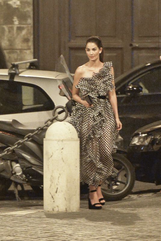 LILY ALDRIDGE Out for Dnner in Rome 06/28/2018