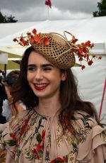 LILY COLLINS at Cartier Queens Cup Polo in Windsor 06/17/2018