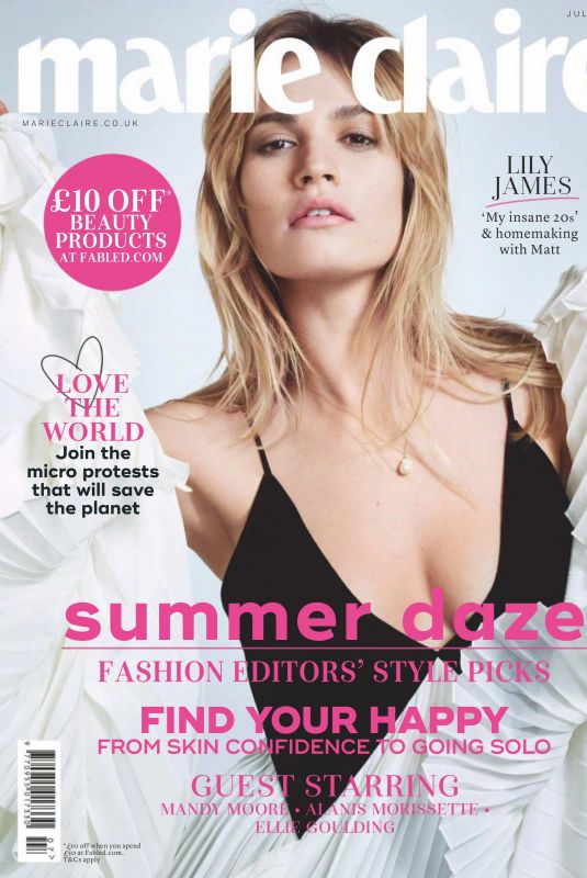 LILY JAMES in Marie Claire Magazine, UK July 2018