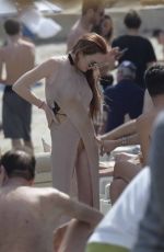 LINDSAY LOHAN at a Beach in Mykonos 06/17/2018