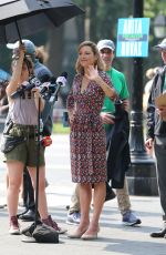 LOLA GLAUDINI on the Set of Ray Donovan at Washington Square Park in New York 06/18/2018