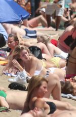 LOTTIE MOSS and TIN A STINNES in Bikinis at a Beach in Barcelona 06/13/2018