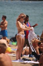LOTTIE MOSS and TIN A STINNES in Bikinis at a Beach in Barcelona 06/13/2018