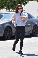 LUCY HALE Leaves a Starbucks in Studio City 06/28/2018