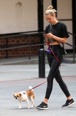 MEGAN WILLIAMS Out with Her Dog in New York 06/09/2018