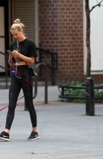 MEGAN WILLIAMS Out with Her Dog in New York 06/09/2018