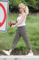 NICOLLETTE SHERIDAN Out with Her Dog in Calabasas 06/23/2018