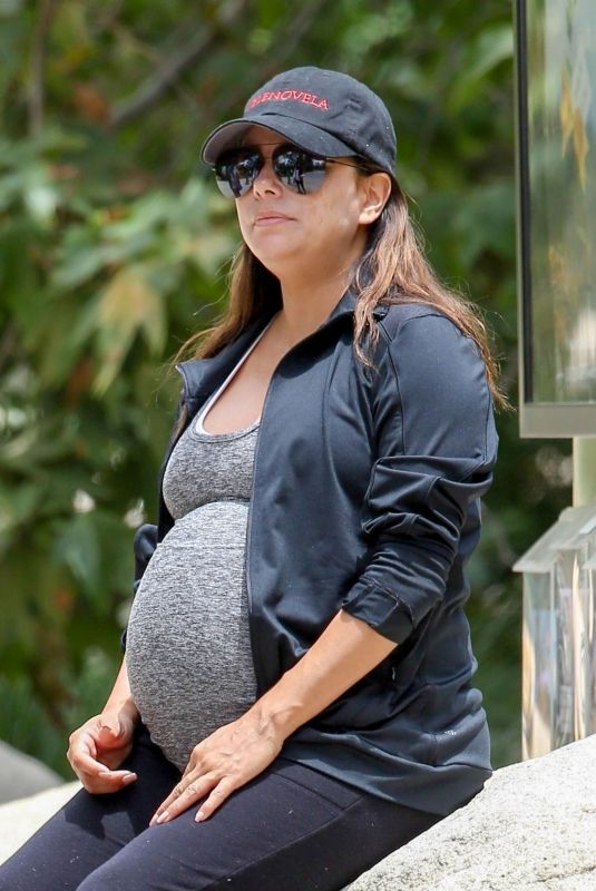 Pregnant EVA LONGORIA at a Park in Beverly Hills 06/16/2018