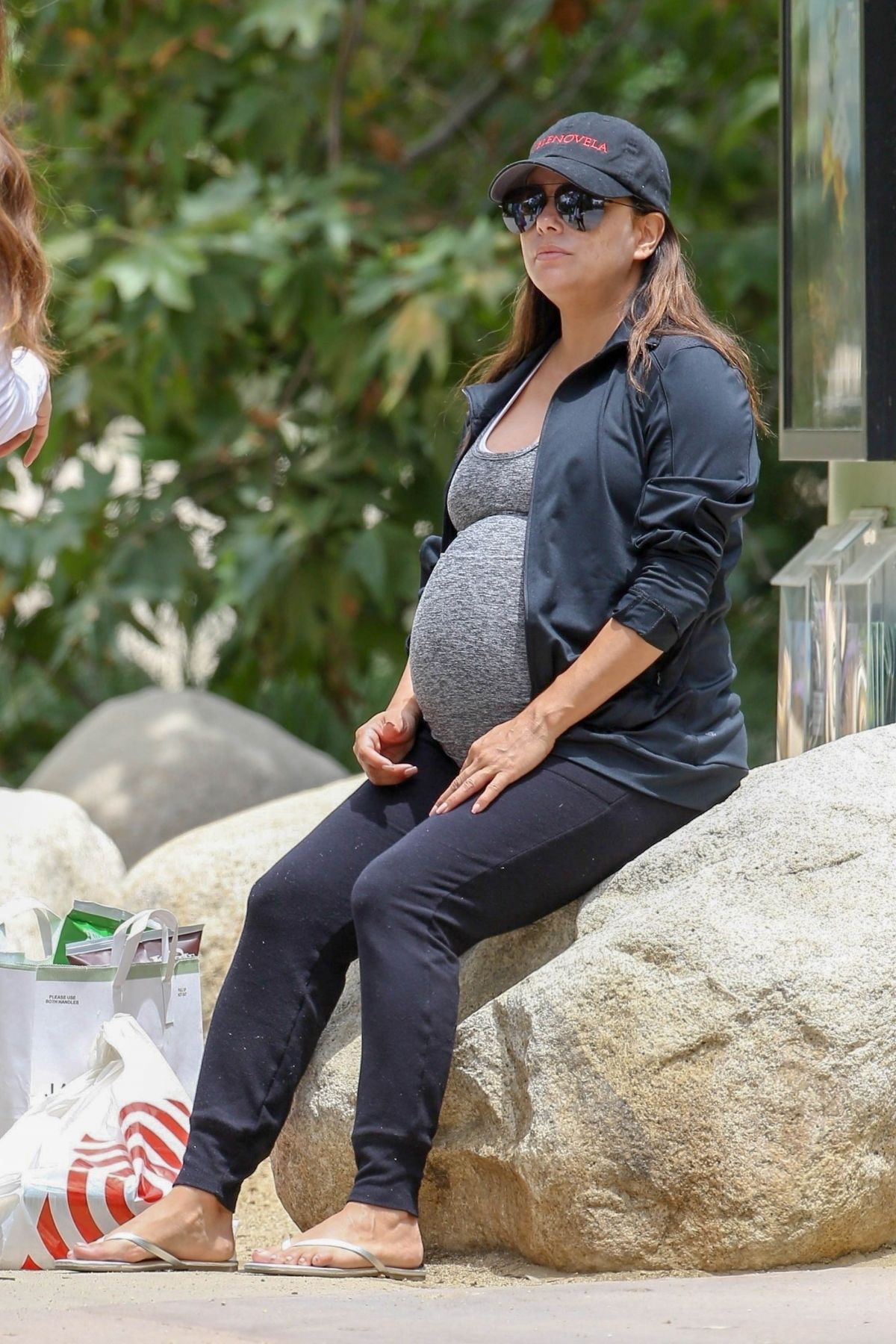 Pregnant EVA LONGORIA at a Park in Beverly Hills 06/16/2018.
