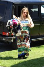Pregnant HILARY DUFF Arrives at a Cleaners in West Hollywood 06/28/2019