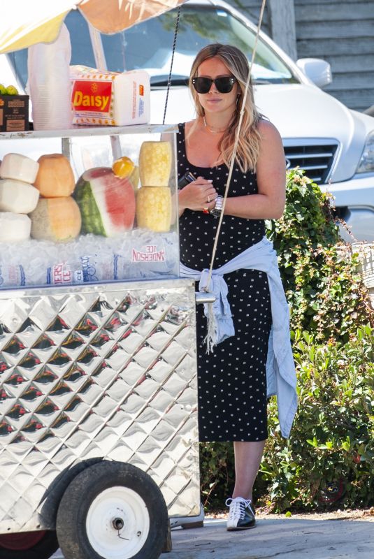 Pregnant HILARY DUFF at a Fruit Stand in Los Angeles 06/27/2018