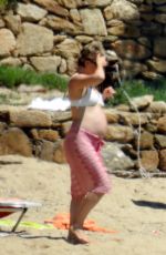 Pregnant KATE HUDSON at a Beach in Mykonos 06/17/2018