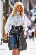 RITA ORA in a Silver Dress Out in New York 06/16/2018
