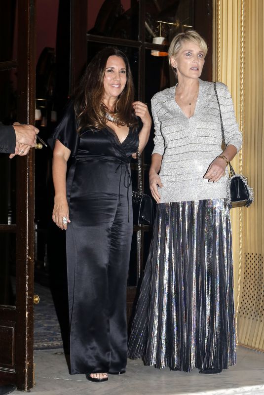 SHARON STONE and PRICE ARANA LeaveS Their Hotel in Paris 06/25/2018