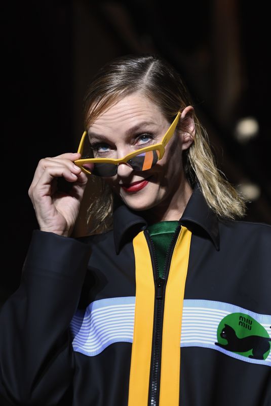 UMA THURMAN at Miu Miu 2019 Cruise Collection Show in Paris 06/30/2018