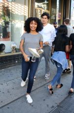 YARA SHAHIDI and Charles Melton on the Set of The Sun is Also a Star in Harlem 06/19/2018