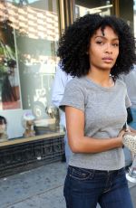 YARA SHAHIDI and Charles Melton on the Set of The Sun is Also a Star in Harlem 06/19/2018
