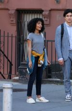 YARA SHAHIDI and Charles Melton on the Set of The Sun is Also a Star in Harlem 06/19/2018