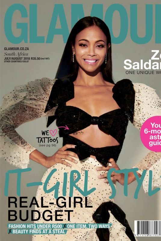 ZOE SALDANA in Glamour Magazine, South Africa July 2018