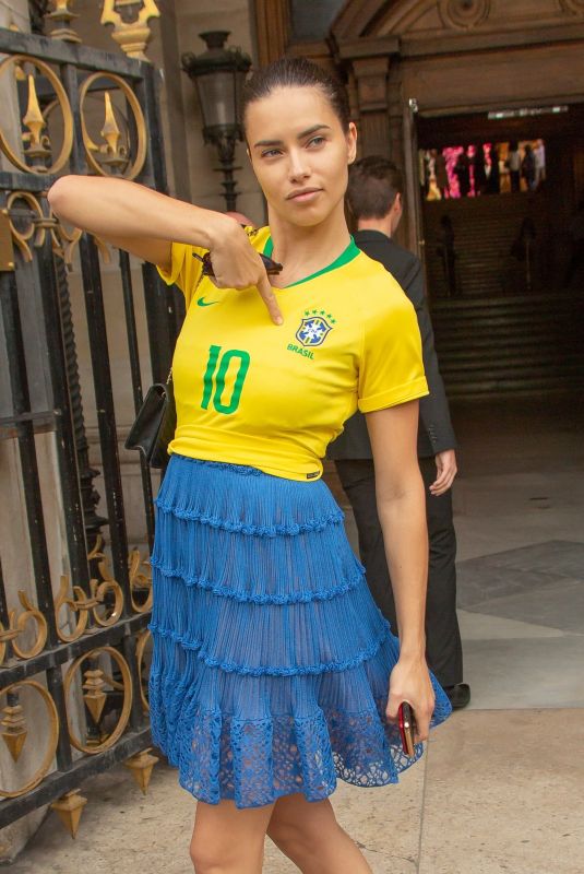 ADRIANA LIMA in Brazil Jersey Out in Paris 07/02/2018