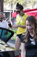ADRIANA LIMA in Brazil Team Jersey and Shorts Out in Paris 07/02/2018